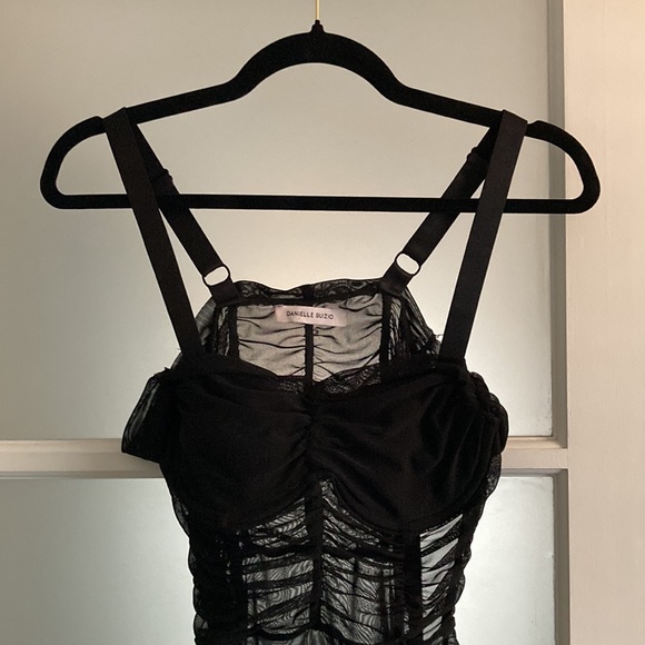 DANIELLE GUIZIO sheer ruched black dress size small *as is - Picture 6 of 14